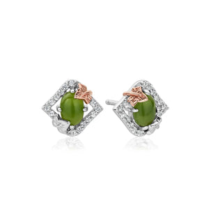 3SIVL0341 Clogau Sterling Silver Ivy Leaf & Green Jasper Stud Earrings