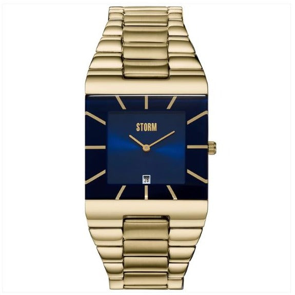 Storm OMARI XL Gold Steel Bracelet Watch with Navy Blue Dial