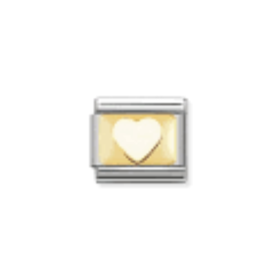 Nomination Classic 18K Gold and Enamel Gold & White Heart Charm 030207/27