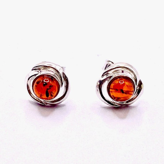 Silver Amber set Stud Earrings