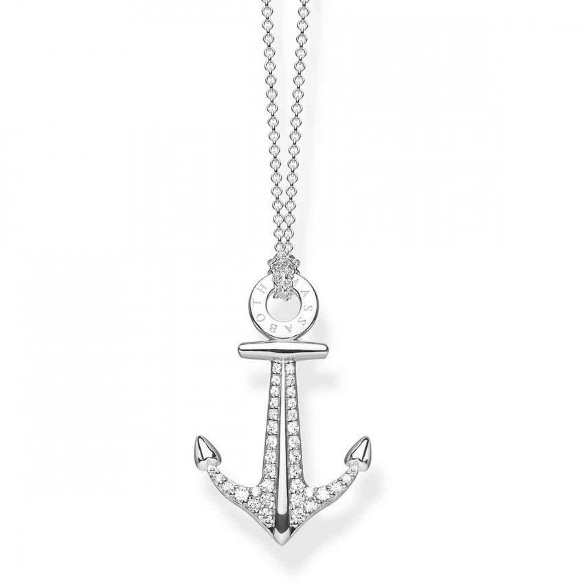 Thomas Sabo Sterling Silver CZ set Anchor Necklace