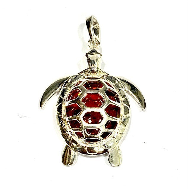 Silver Amber Tortoise Pendant