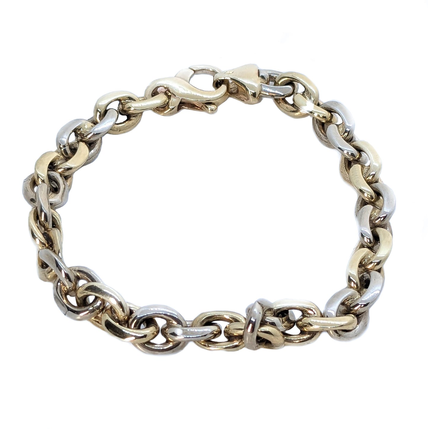 9ct Yellow & White Gold 2-tone Belcher Chain Bracelet