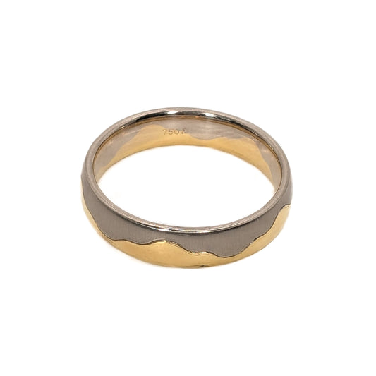 Furrer Jacot 5mm 2-Tone 18ct Gold Wave Pattern Wedding Ring
