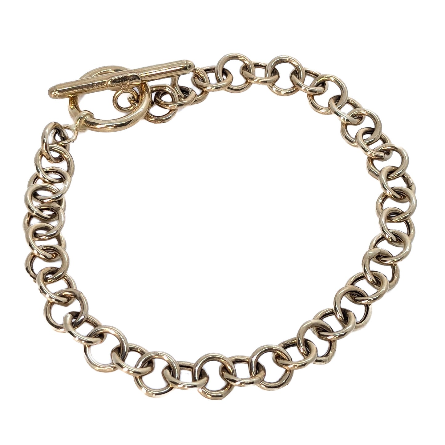 9ct Yellow Gold, Round Belcher T-bar Bracelet 7.5"