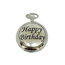 Load image into Gallery viewer, 1901Q/SS Happy Birthday Pewter chrome plated Pocket watch
