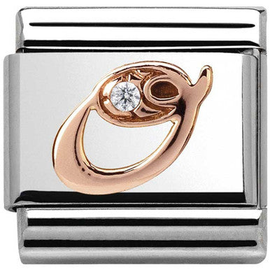 Nomination Classic 9ct Rose Gold Letter Initial CZ Set Charm 430310