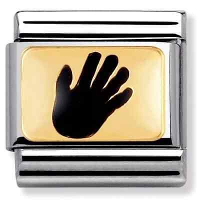 Nomination Classic 18K Gold and Enamel Gold & Black Handprint Charm 030209/44