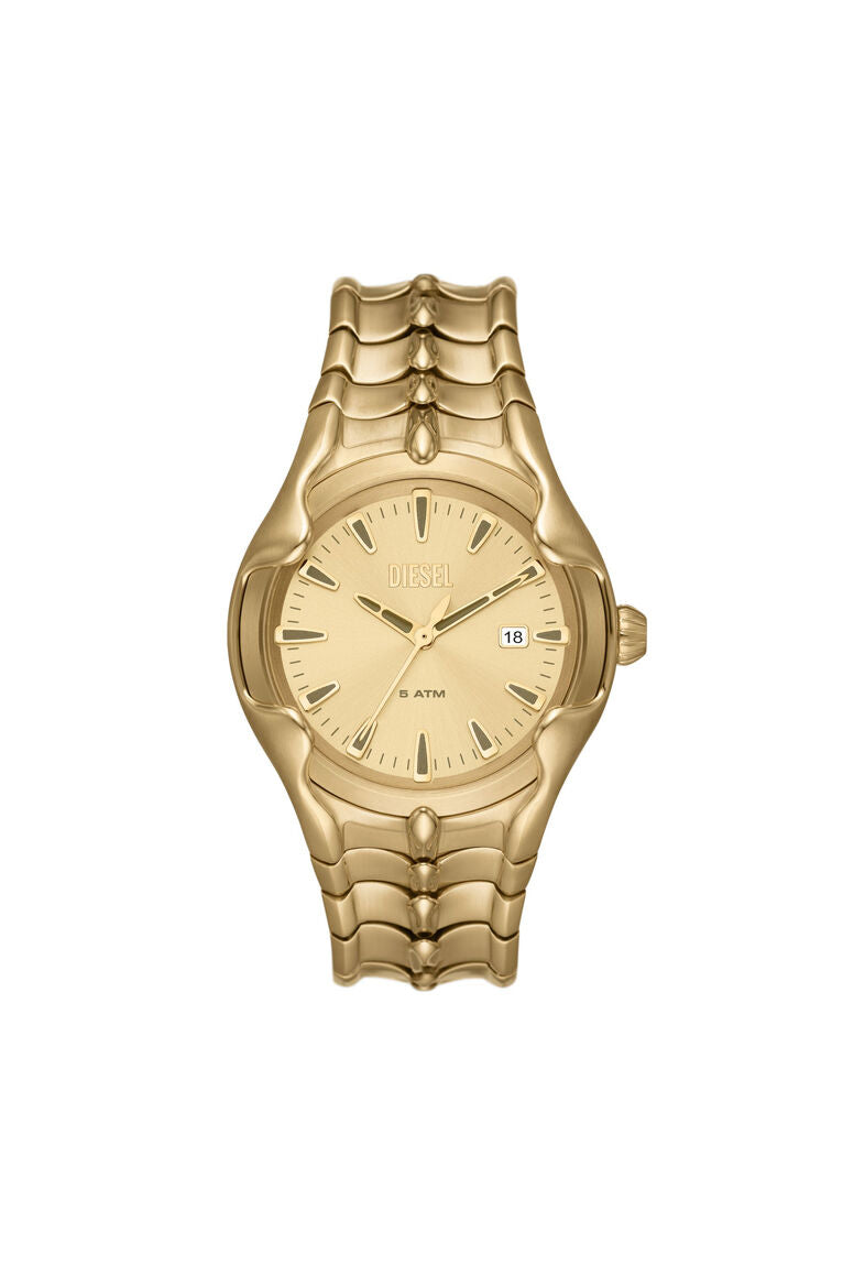 DIESEL Vert Three-Hand Date Gold-Tone Stainless Steel Bracelet Watch