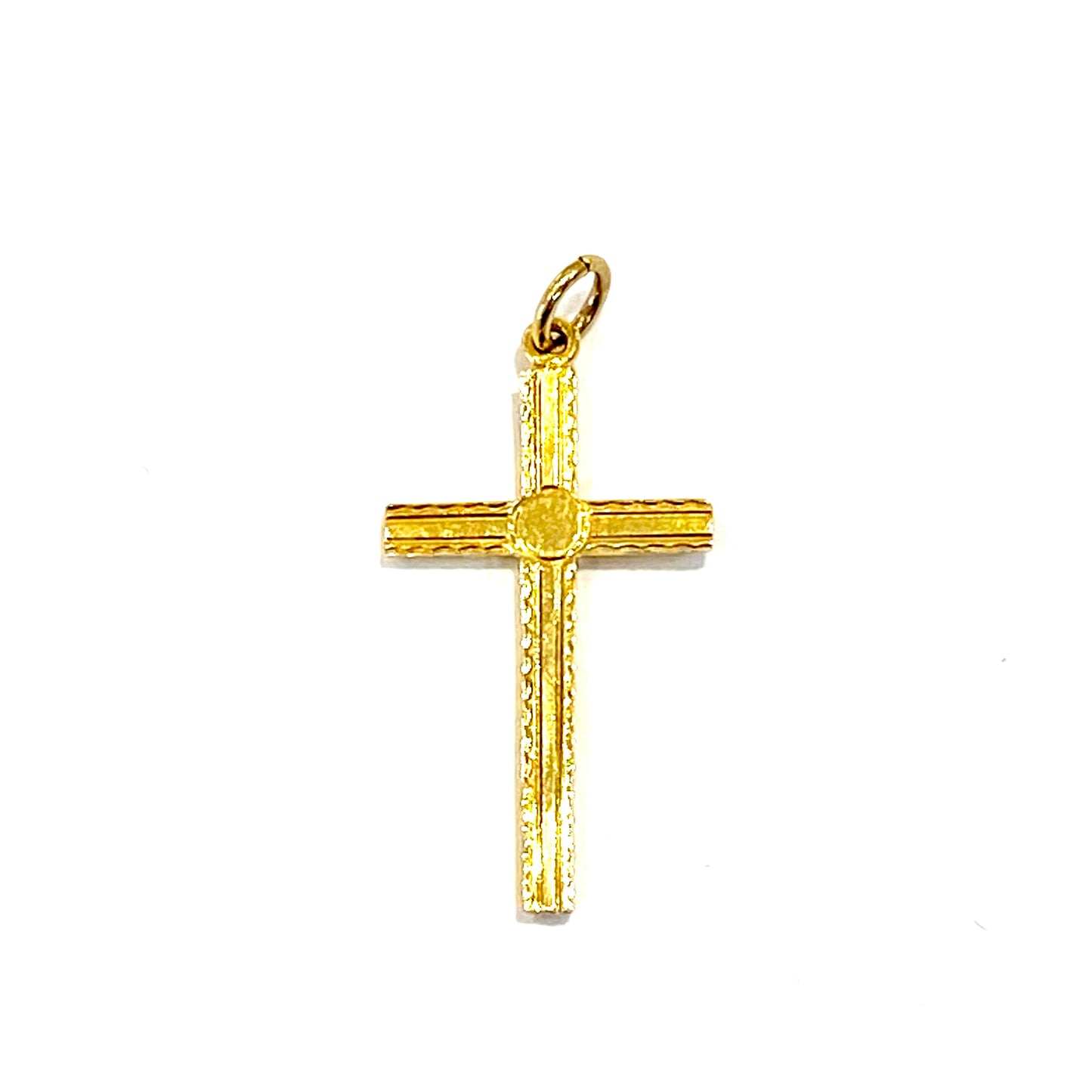 9ct Yellow Gold Cross Charm Pendant Pre Loved
