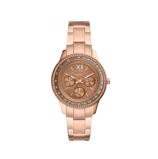 ES5109 Fossil Ladies Stella Rose plated Multi function and CZ set bracelet watch