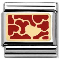 Nomination Classic 18K Gold and Enamel Gold and Red Interlocking Hearts Charm 030280/32