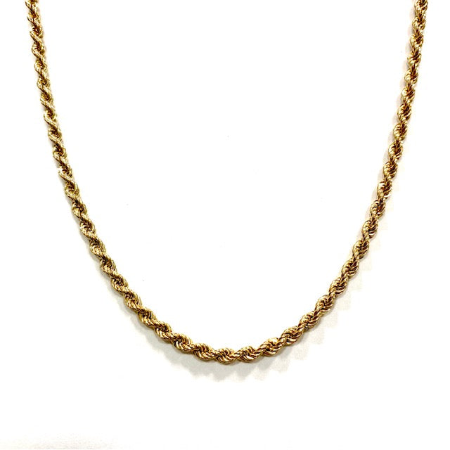 9ct Gold Rope Link Chain Necklace Pre Loved