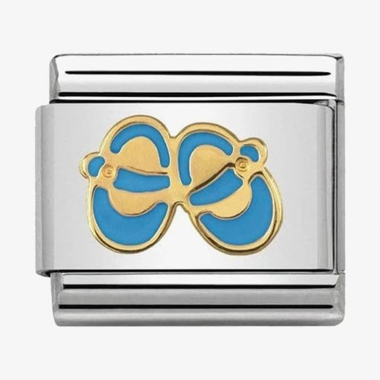 Nomination Classic 18K Gold and Enamel Gold and Blue Baby Shoes Charm 030242/38