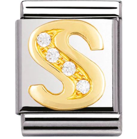 Nomination Big 18k Gold Letter Initial CZ Set Charm 032301