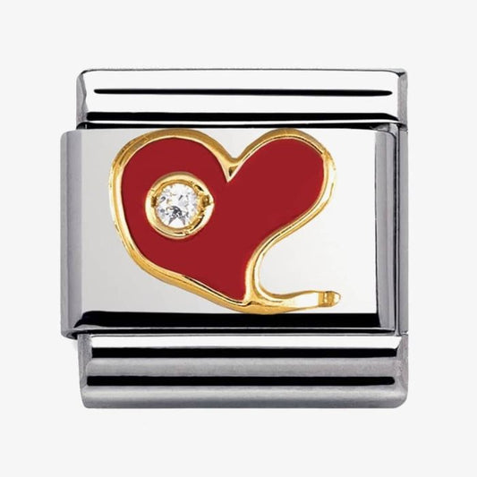 Nomination Classic 18K Gold and Enamel Cubic Zirconia Set Gold & Red Heart Charm 030321/21