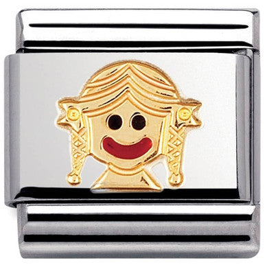 Nomination Classic 18K Gold and Enamel Girl Charm 030209/37