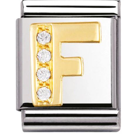 Nomination Big 18k Gold Letter Initial CZ Set Charm 032301
