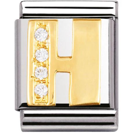 Nomination Big 18k Gold Letter Initial CZ Set Charm 032301