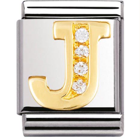 Nomination Big 18k Gold Letter Initial CZ Set Charm 032301
