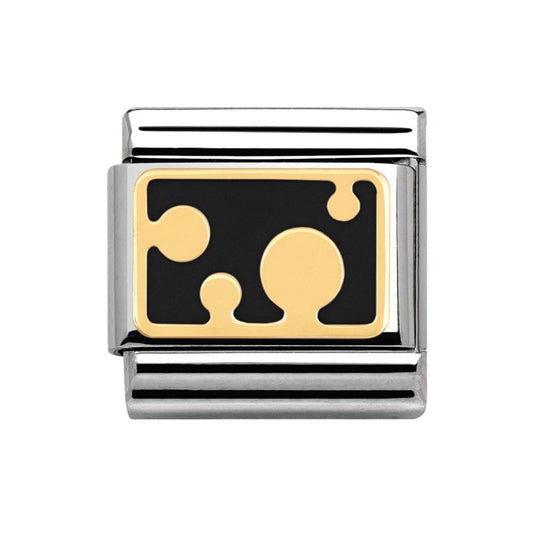 Nomination Classic 18K Gold and Enamel Pois Black Bubbles Charm 030284/06
