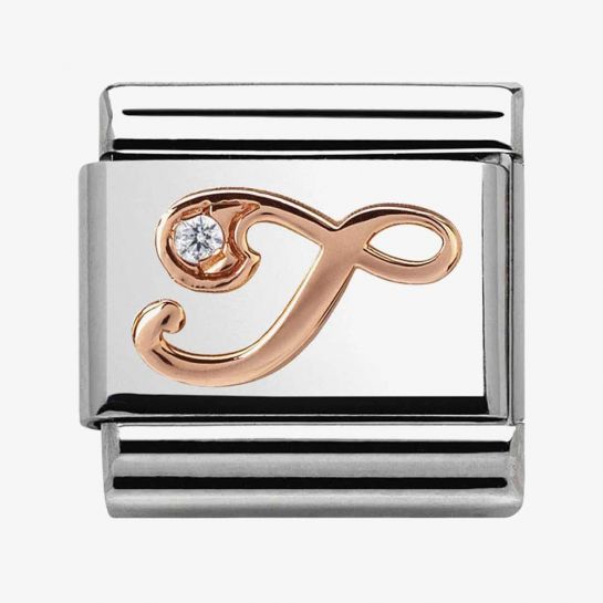 Nomination Classic 9ct Rose Gold Letter Initial CZ Set Charm 430310