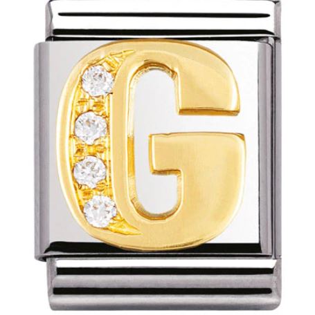 Nomination Big 18k Gold Letter Initial CZ Set Charm 032301