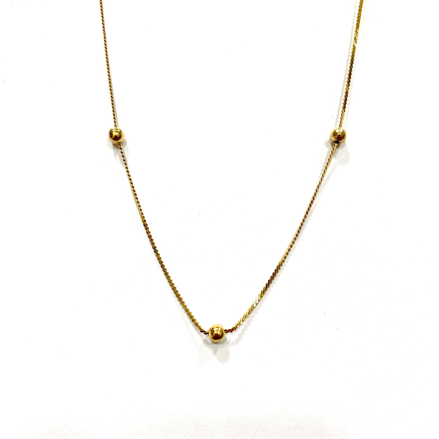 9ct Yellow Gold Bead and Link Chain Necklace Pre-Loved