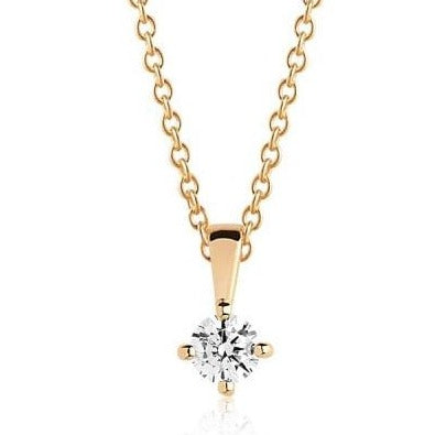 SJ-E4MMRD-CZ-YG-45 SIF JAKOBS Princess Piccolo White Cubic Zircon Set Pendant and Chain 18ct Yellow Gold Plated Silver