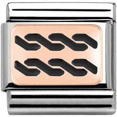 Nomination Classic 9ct Rose Gold and Enamel Black Enamel Plaits Charm 430201/02