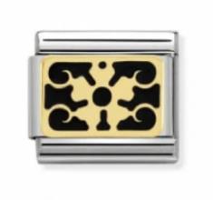 Nomination Classic 18K Gold and Enamel Black Flower Charm 030280/21