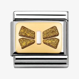 Nomination Classic 18K Gold and Enamel Glitzy Elegance Gold Bow Tie Charm 030280/42