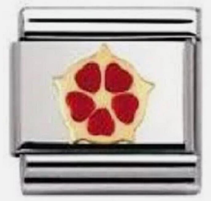 Nomination Classic 18K Gold and Enamel Gold & Red Lipsia Rose Charm 030249/04