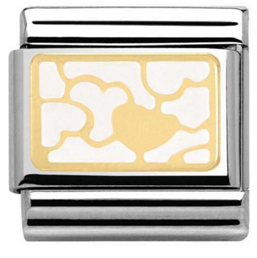 Nomination Classic 18K Gold and Enamel Gold and White Interlocking Hearts Charm 030280/33