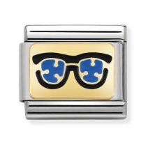 Nomination Classic 18K Gold and Enamel Blue Lenses Sunglasses charm 030284/03