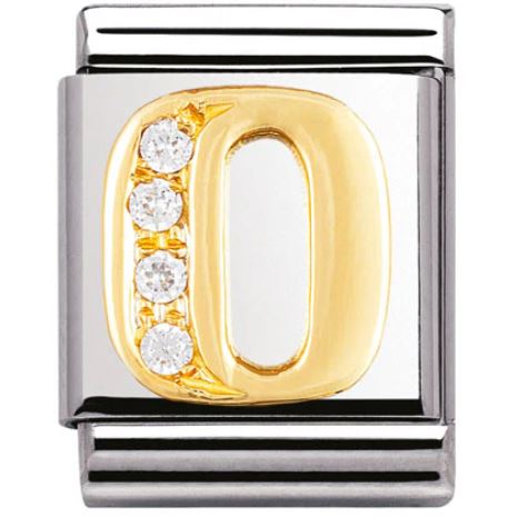 Nomination Big 18k Gold Letter Initial CZ Set Charm 032301
