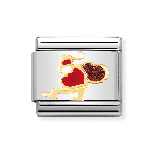 Nomination Classic 18K Gold and Enamel Santa With Bag of Presents Christmas Charm 030225/10