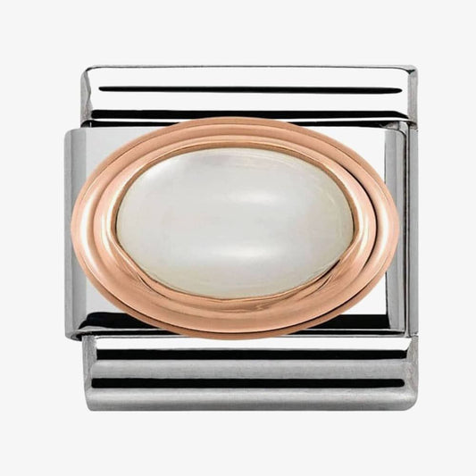 Nomination Classic 9ct Rose Gold Oval Mother of Pearl Set Charm 430501/12