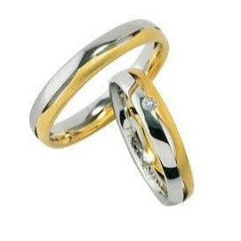 Furrer Jacot 4mm 18ct 2-Tone Diamond Set Wave Patterned Wedding Ring