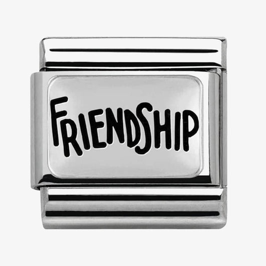 Nomination Classic Silvershine Enamel Black Writing Friendship Charm 330102/40