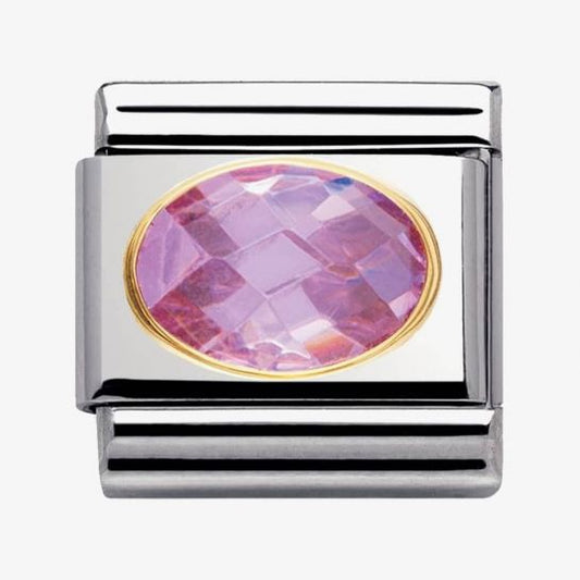 Nomination Classic 18K Gold Pink Oval Faceted Cubic Zirconia Set Charm 030601/003