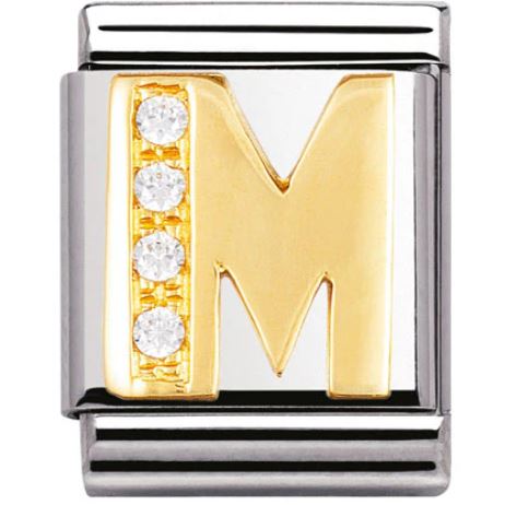Nomination Big 18k Gold Letter Initial CZ Set Charm 032301