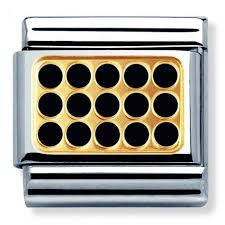 Nomination Classic 18K Gold and Enamel Black & Gold Elegance Grill Charm 030280/04