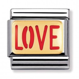 Nomination Classic 18K Gold and Enamel Messages Red Enamel Writing Love Charm 030229/12
