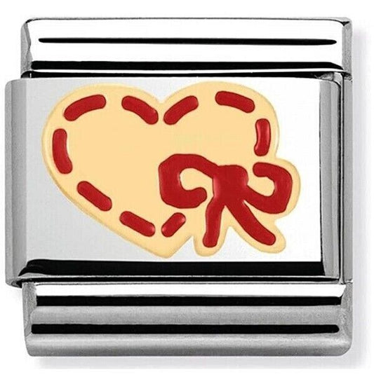 Nomination Classic 18K Gold and Enamel Gold & Red Love Heart With Bow Charm 030253/37