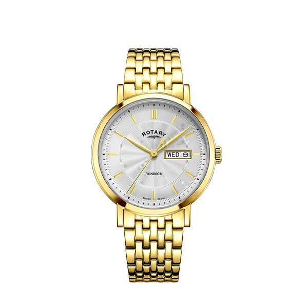 GB05423/02 Rotary Gents Windsor gold plated with date Bracelet watch