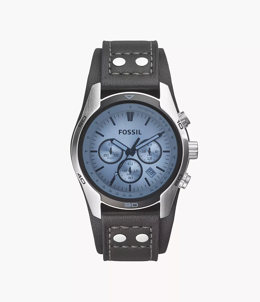 Fossil Coachman Stainelss Steel Chronograph Watch on Leather Cuff