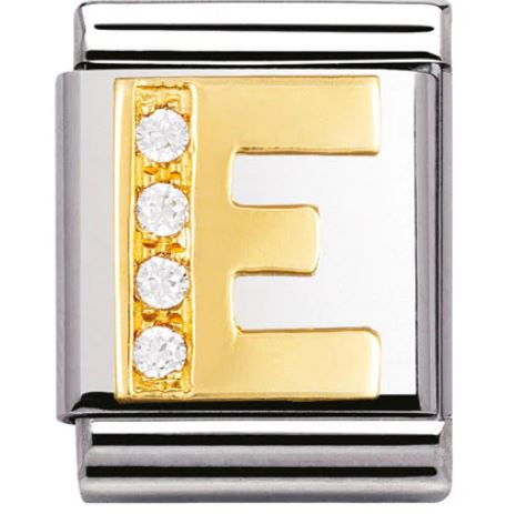 Nomination Big 18k Gold Letter Initial CZ Set Charm 032301