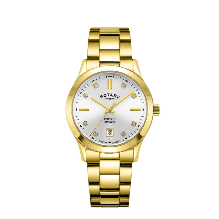 Ladies Rotary Gold Plated Stainless Steel / Diamond Bracelet Watch