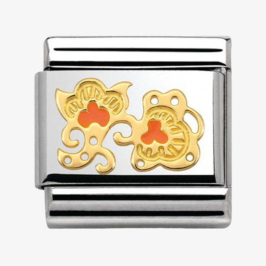 Nomination Classic 18K Gold and Enamel Orange and Gold Cashmere Flower Buds Charm 030281/19